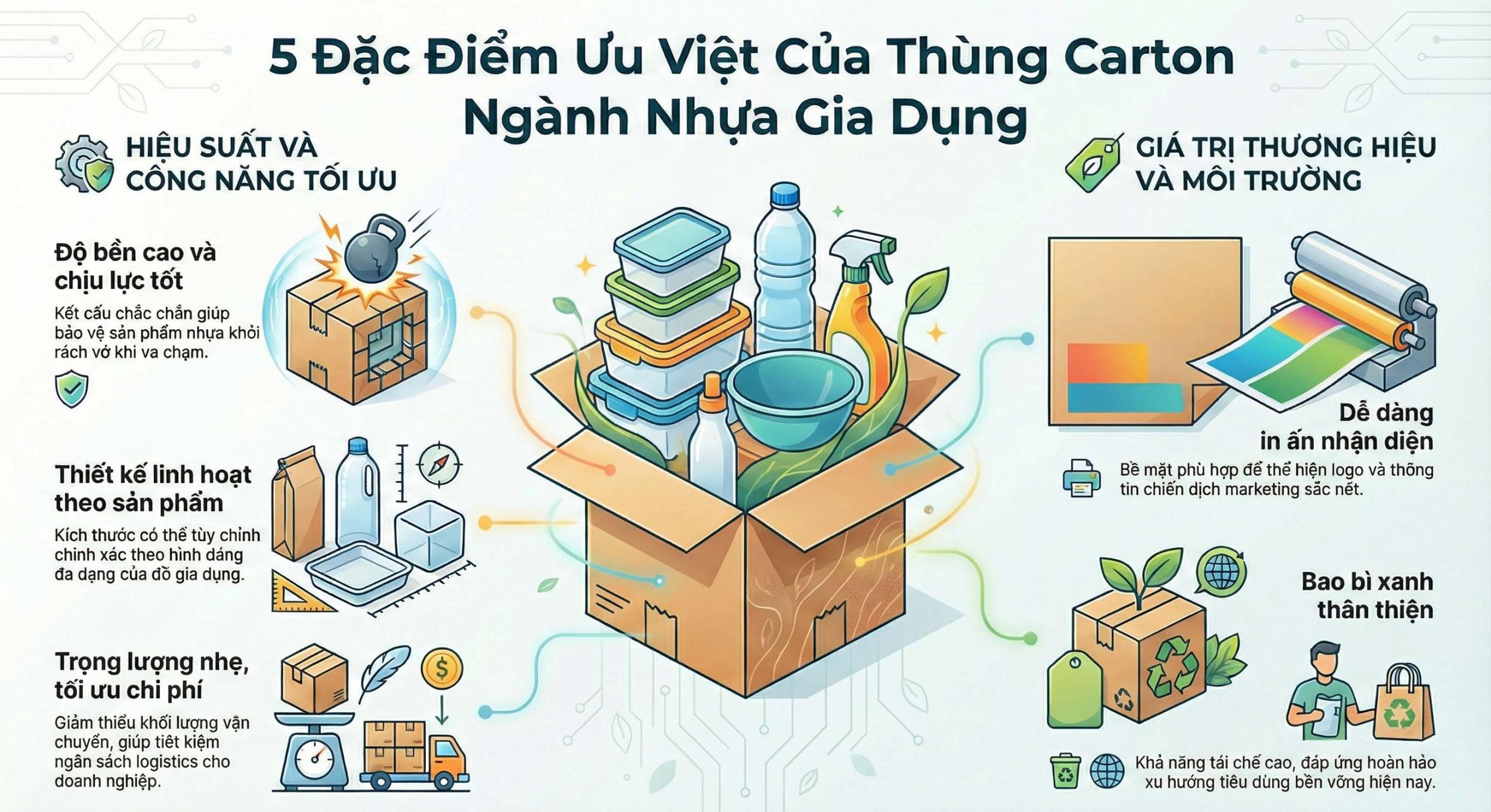 Dac diem thung carton nganh nhua gia dung