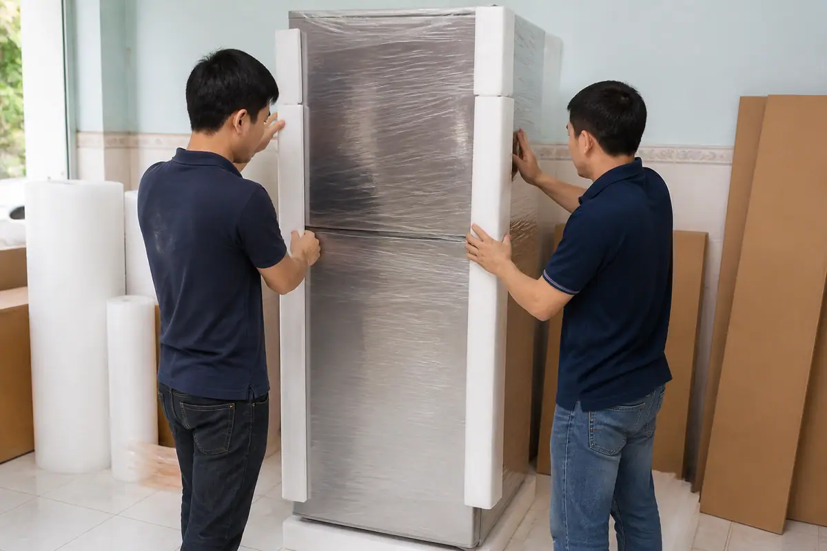 Quy trình đóng gói tủ lạnh bằng thùng carton đúng chuẩn kỹ thuật - thùng carton đựng tủ lạnh