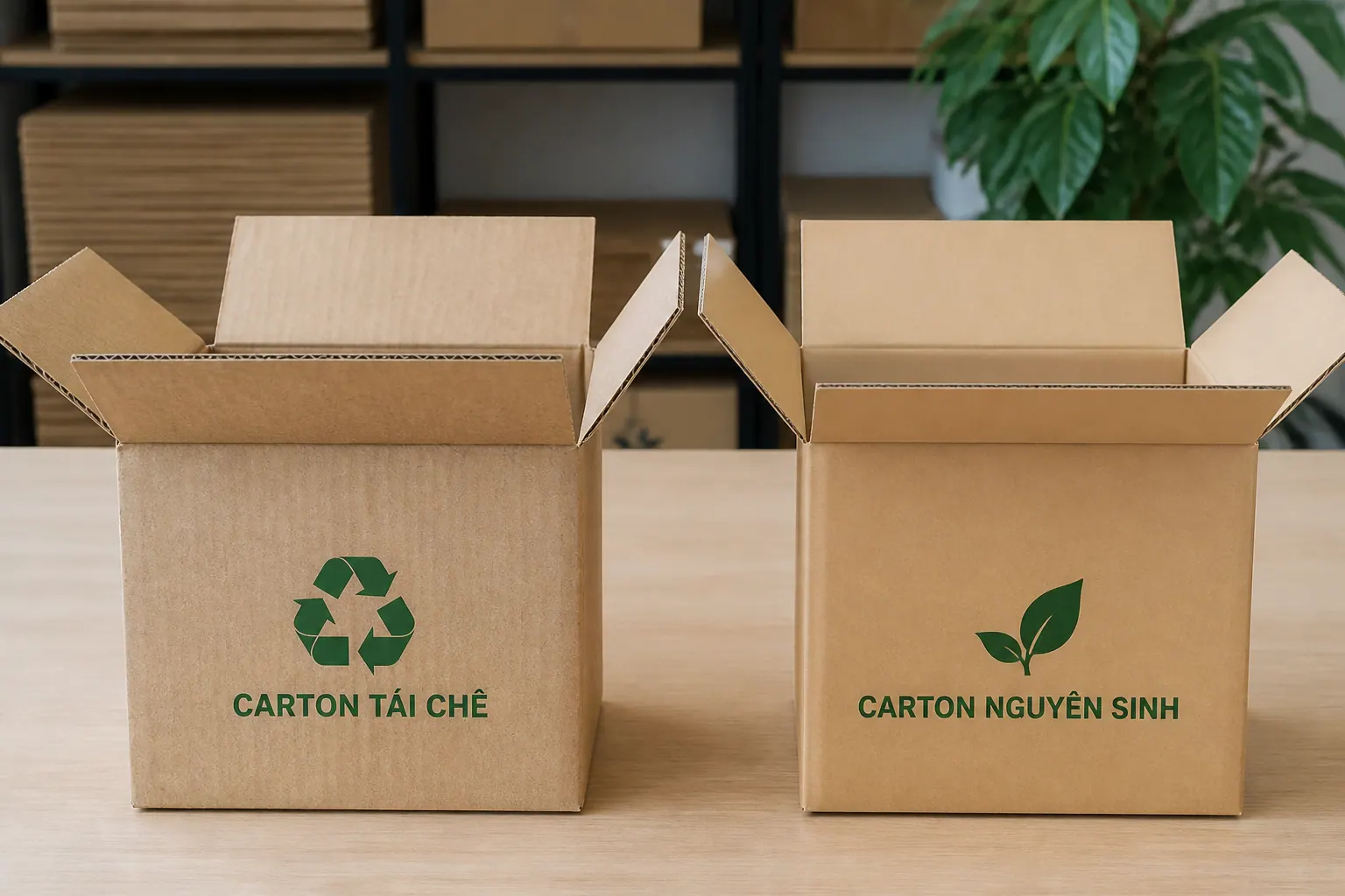 Bảng so sánh bao bì carton tái chế và bao bì carton nguyên sinh Bảng so sánh bao bì carton tái chế và bao bì carton nguyên sinh