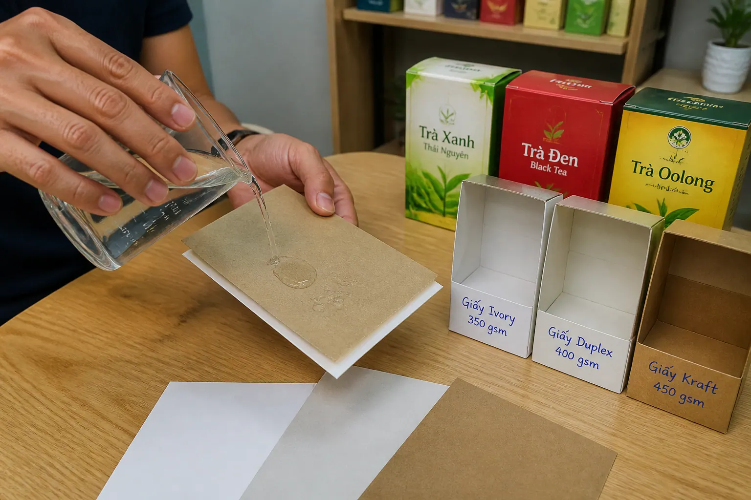 Chất Liệu Giấy: Độ Cứng, Khả Năng Chống Ẩm - hộp carton đựng trà