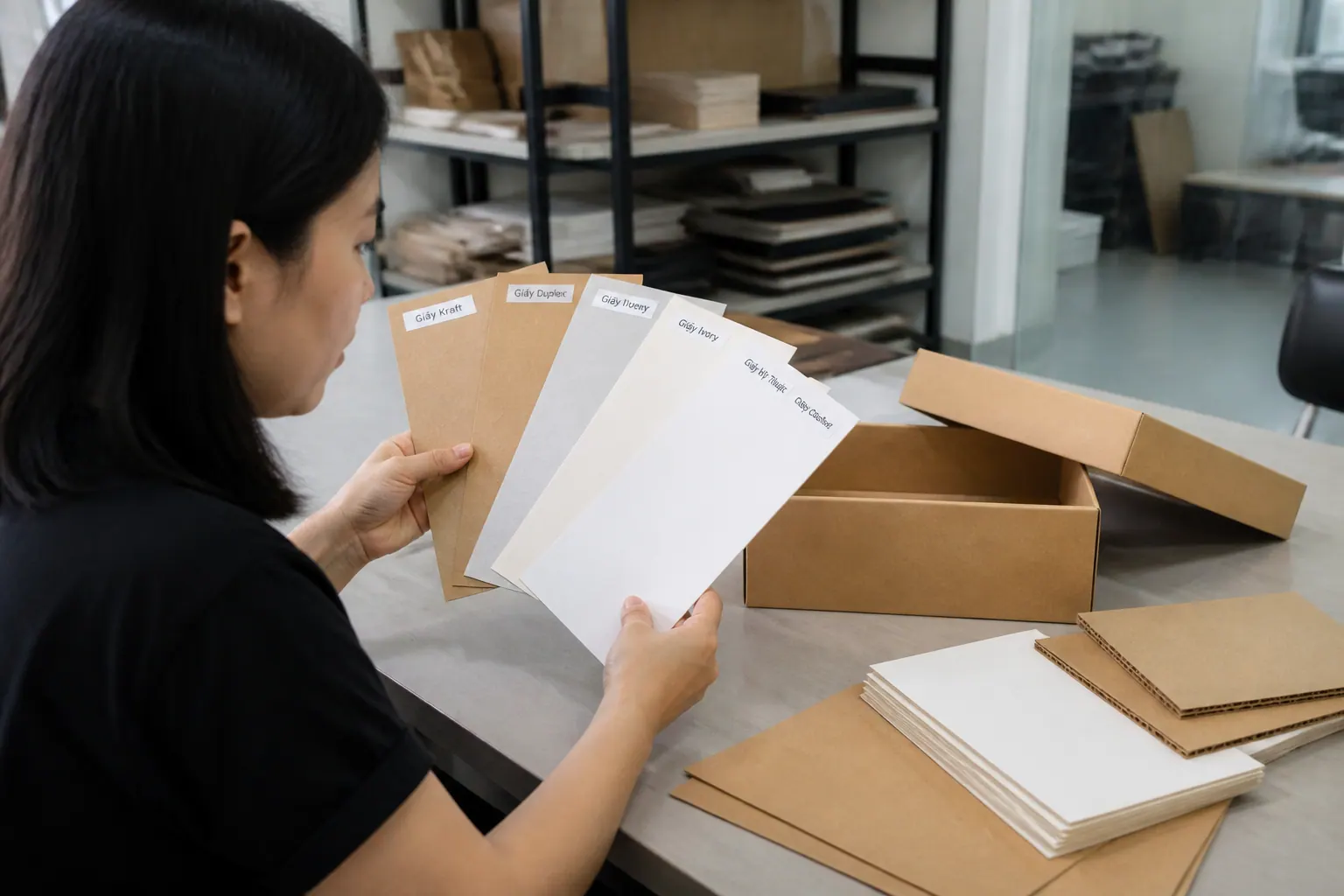 Lựa chọn chất liệu giấy - hộp carton nắp rời