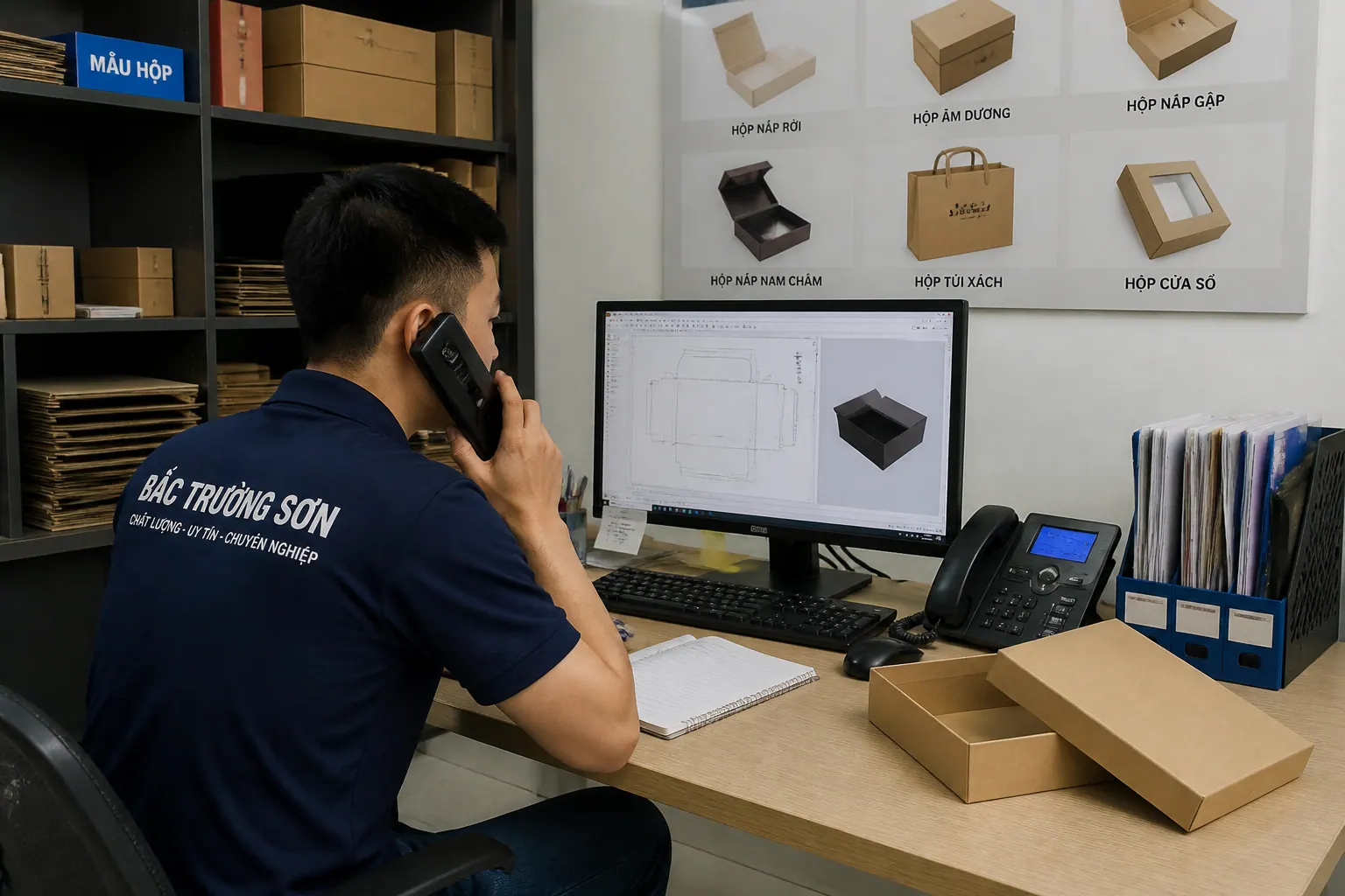 Quy trình đặt hàng hộp carton nắp rời tại Bắc Trường Sơn