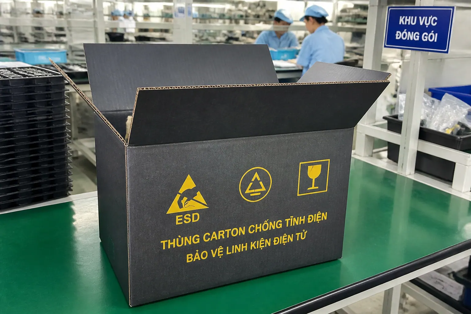 Thùng Carton Chống Tĩnh Điện ESD – Giải Pháp Bảo Vệ Linh Kiện Điện Tử
